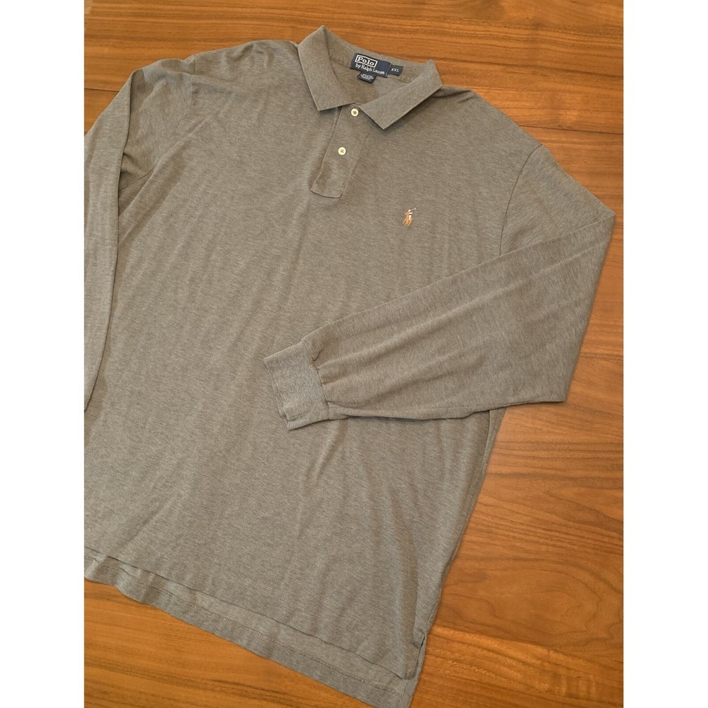 Vintage Polo Ralph Lauren Long Sleeve Polo Shirt Mens 2XL Rugby Flesh Pony Pima